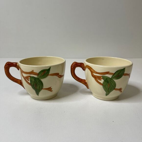 Vintage Franciscan Apple Set of 2 Coffe Tea Cups & 2 Saucers Plates USA Made - Picture 4 of 13